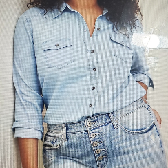 Torrid Tops - Torrid 100% Cotton Button Down Shirt Light Denim, US Size 5X